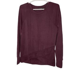 Athleta Long Sleeve Top Womens Size XS Purple Front Faux Wrap Oversized Casual